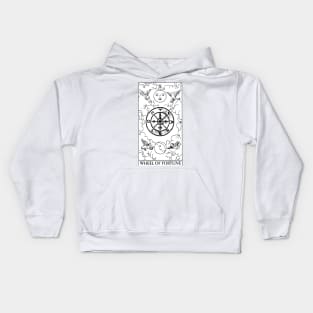 Wheel of Fortune - Black and White Tarot Card Kids Hoodie